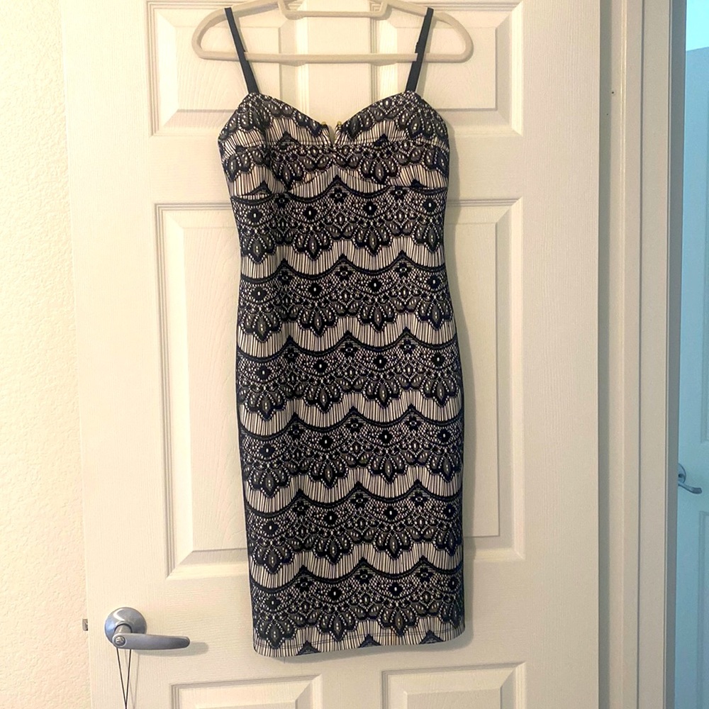 Guess laced black and white dress